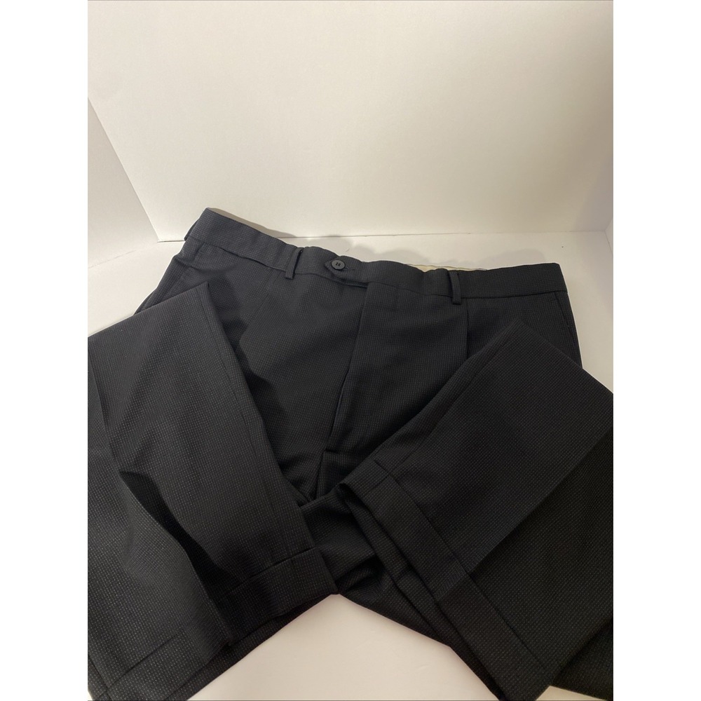 Luigi Bianchi Mantova Mens Super 110'S Wool Dress Pants 36 W Black Italy O1